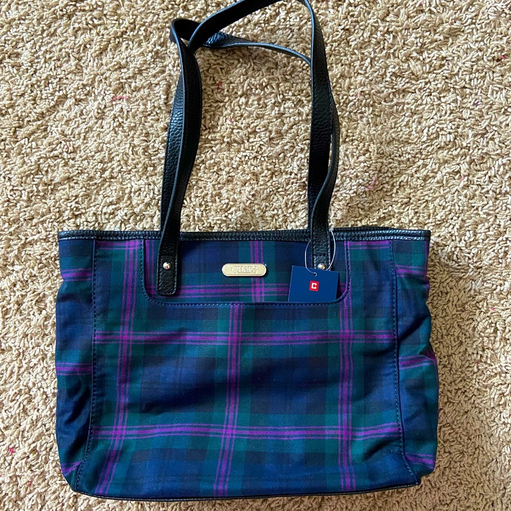 Chaps Plaid Cameron Double Handle Tote